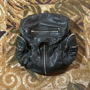 Alexander Wang black leather zip backpack